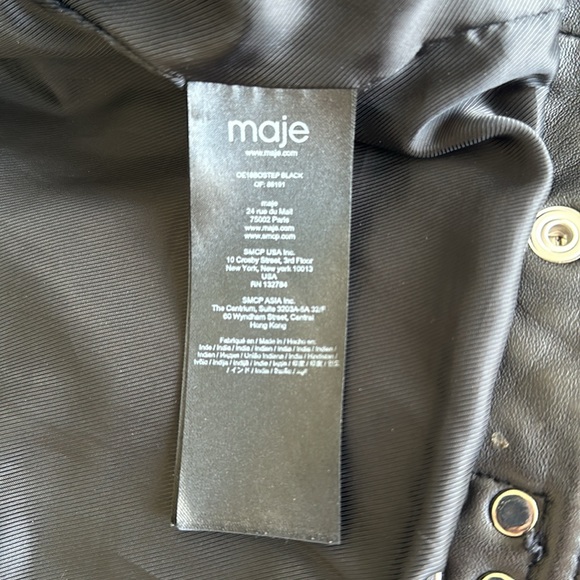 Maje Leather Biker Jacket Black Size 36 - Picture 10 of 13